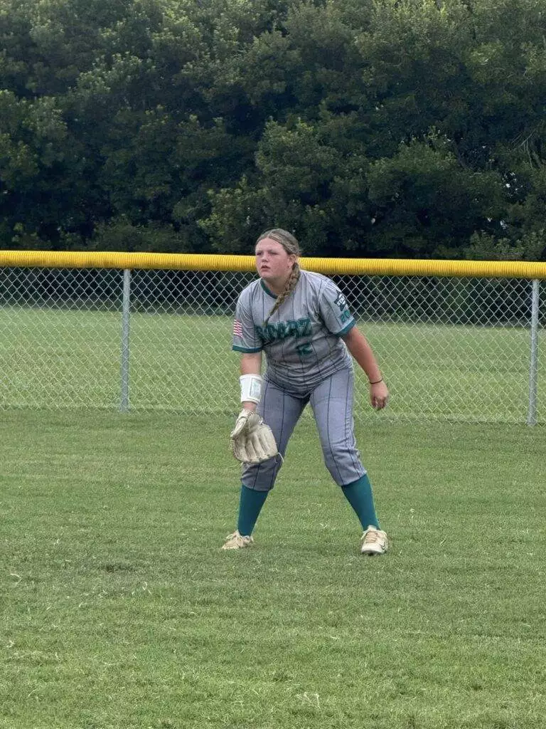 Abby in outfield on August 23, 2025 in Clayton, NC.