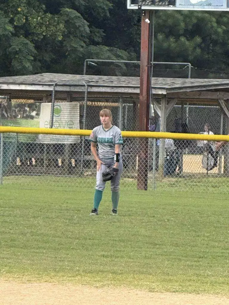 Abigail in outfield on August 23, 2025 in Clayton, NC.