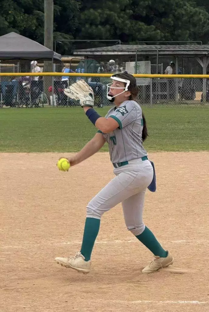 Ashlyn pitching on August 23, 2025 in Clayton, NC.