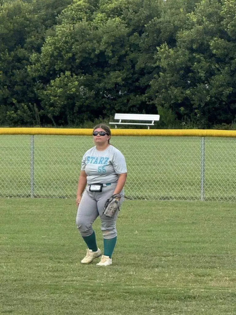 Bella in outfield on August 23, 2025 in Clayton, NC.