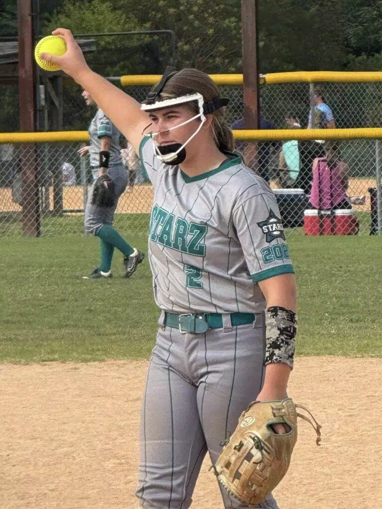 Breelyn pitching on August 23, 2025 in Clayton, NC.