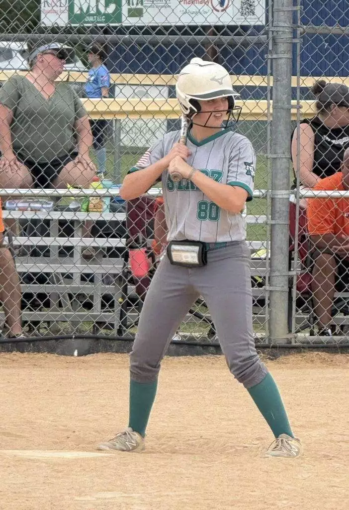 Grace at bat on August 23, 2025 in Clayton, NC.