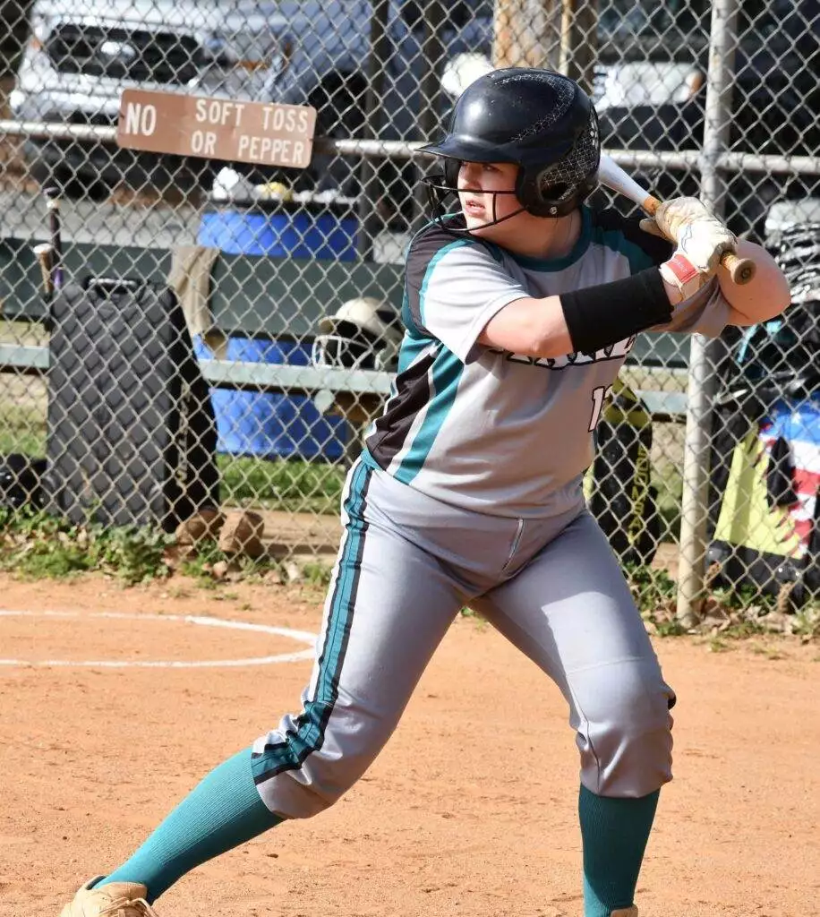 Abby at bat in Kinston on March 29, 2025