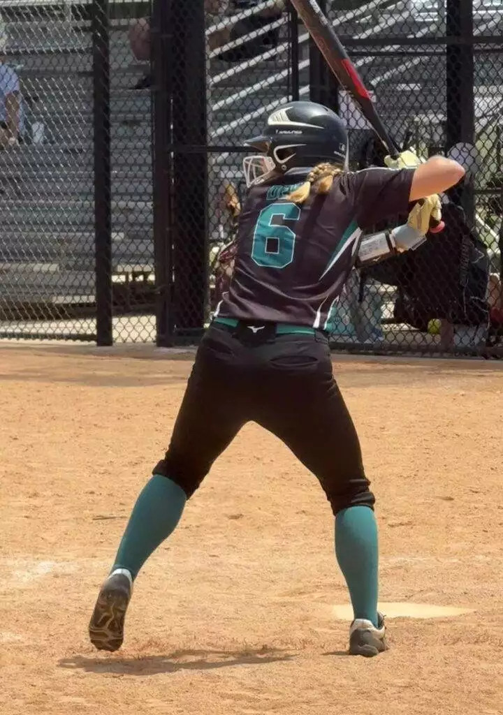 Abigail at bat at Tier One Edge Showcase tournament - August 9-10, 2025 in Raleigh, NC