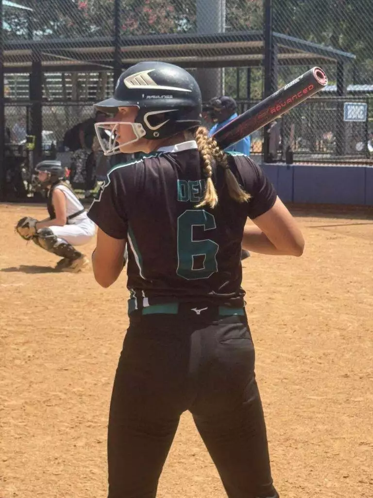Abigail at bat at Tier One Edge Showcase tournament - August 9-10, 2025 in Raleigh, NC