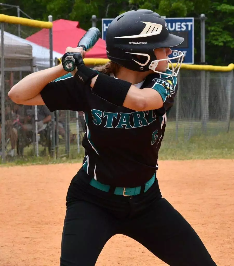 Abigail at bat in Fayetteville - April 26, 2025