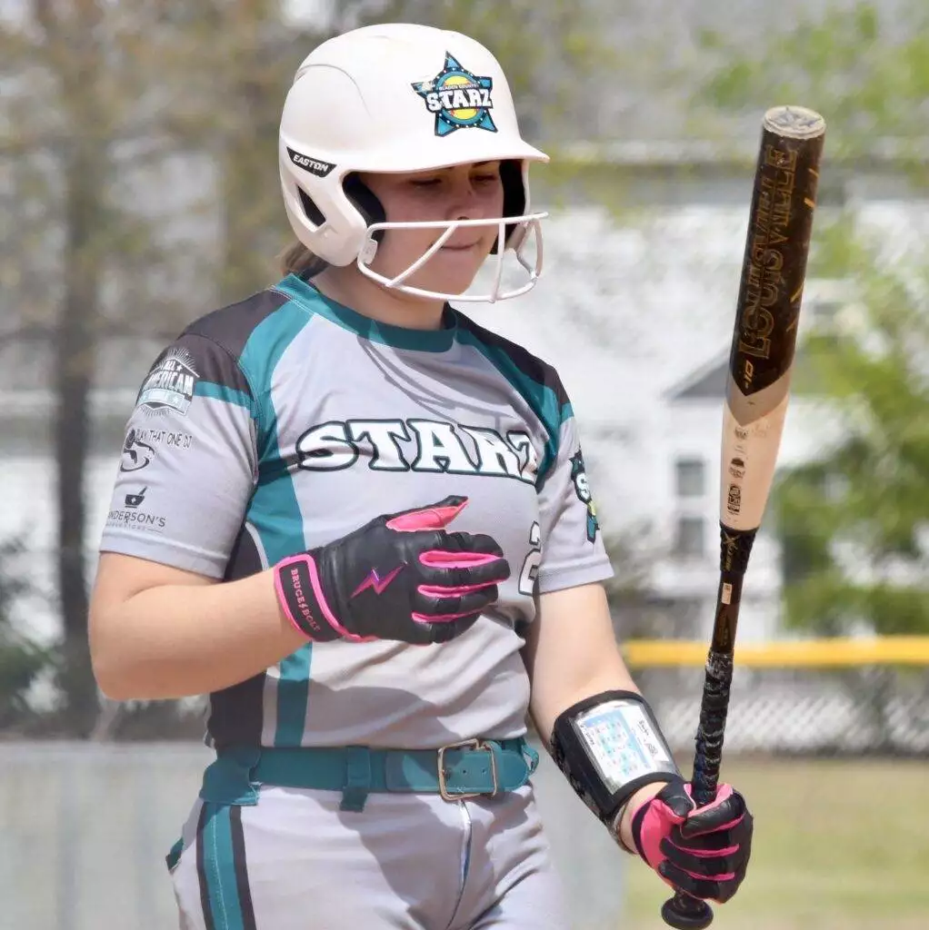 Breelyn at bat in Kinston on March 29, 2025