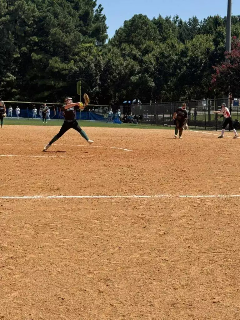 Breelyn pitching at Tier One Edge Showcase tournament - August 9-10, 2025 in Raleigh, NC