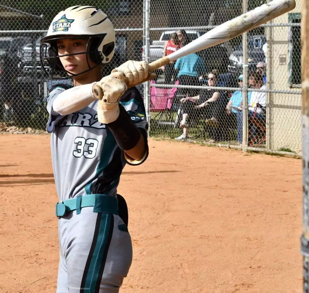 Emilia at bat in Kinston on March 29, 2025