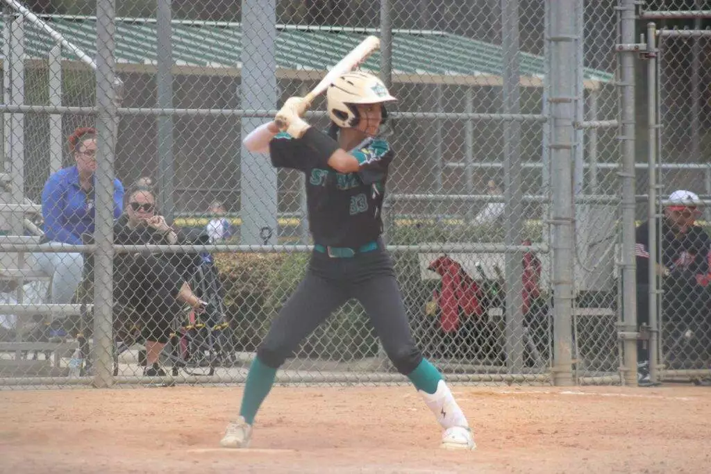 Emilia at bat in Cary on March 15, 2025