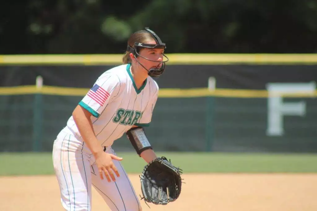 #4 Haley Gantt fielding in Apex, NC on July 19, 2025