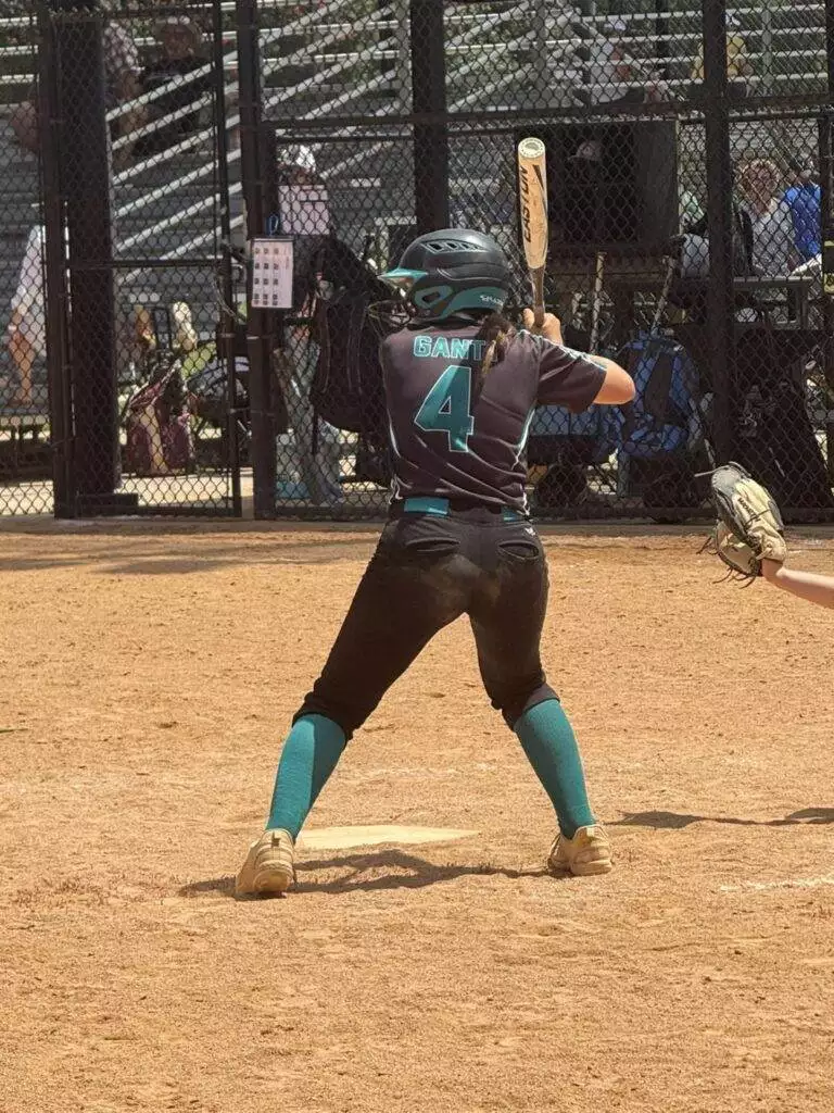 Haley at bat at Tier One Edge Showcase tournament - August 9-10, 2025 in Raleigh, NC