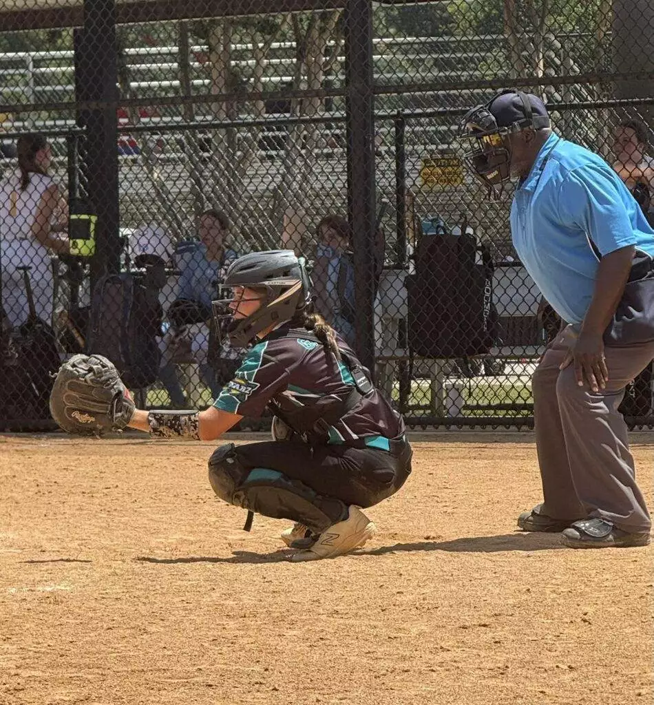 Haley catching at Tier One Edge Showcase tournament - August 9-10, 2025 in Raleigh, NC
