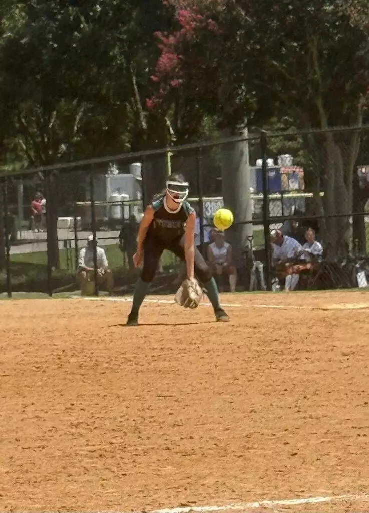Jayden at first base at Tier One Edge Showcase tournament - August 9-10, 2025 in Raleigh, NC