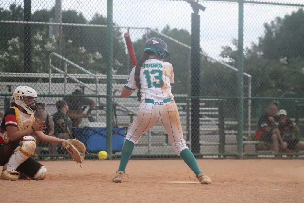 #13 Kimberlin Barnes at bat in Apex, NC on July 19, 2025