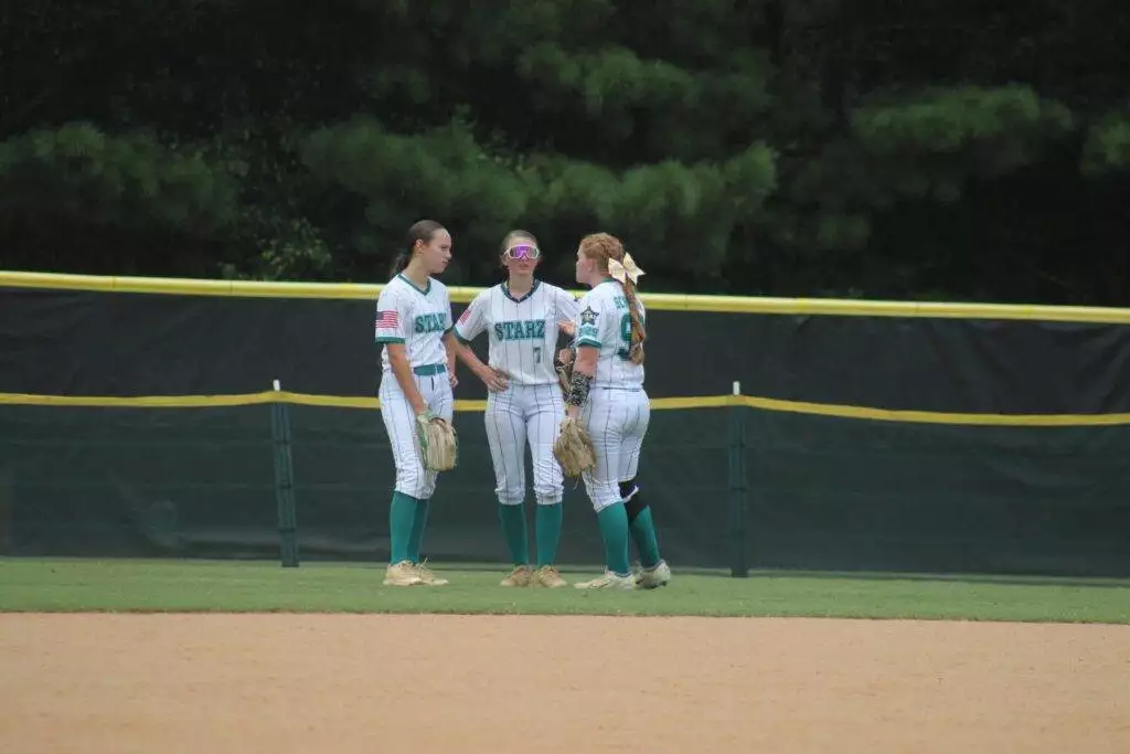 Kimberlin, Brissa, and Serenity in the outfield in Apex, NC on July 19, 2025