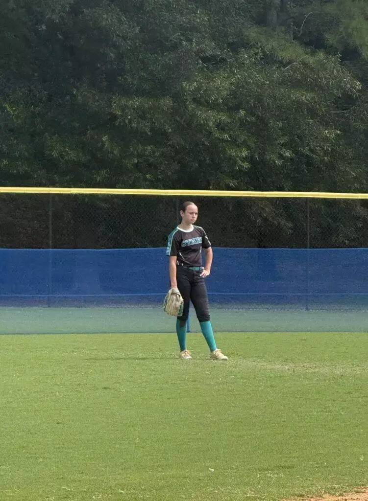 Kimberlin in outfield at Tier One Edge Showcase tournament - August 9-10, 2025 in Raleigh, NC