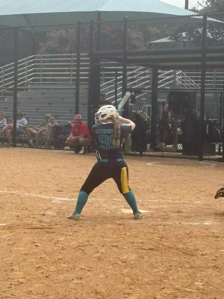 Serenity at bat at Tier One Edge Showcase tournament - August 9-10, 2025 in Raleigh, NC