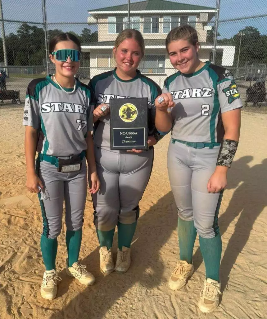 Payton Eyl, Kenley Smeigh, and Breelyn Peed receive MVP honors in Laurinburg on May 24, 2025