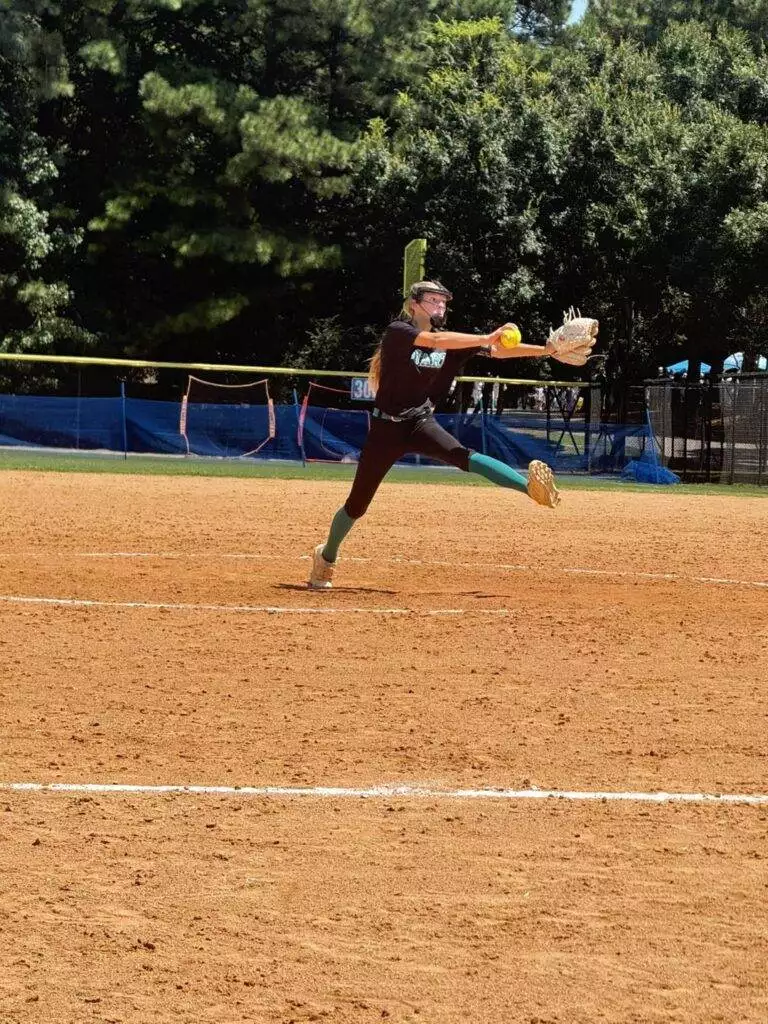 Stevie pitching at Tier One Edge Showcase tournament - August 9-10, 2025 in Raleigh, NC